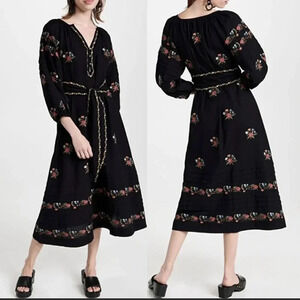 The Great Prairieland Floral Embroidered Long Sleeve Midi Dress (1) Cottagecore